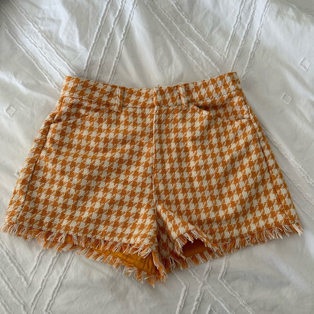 White & mustard shorts